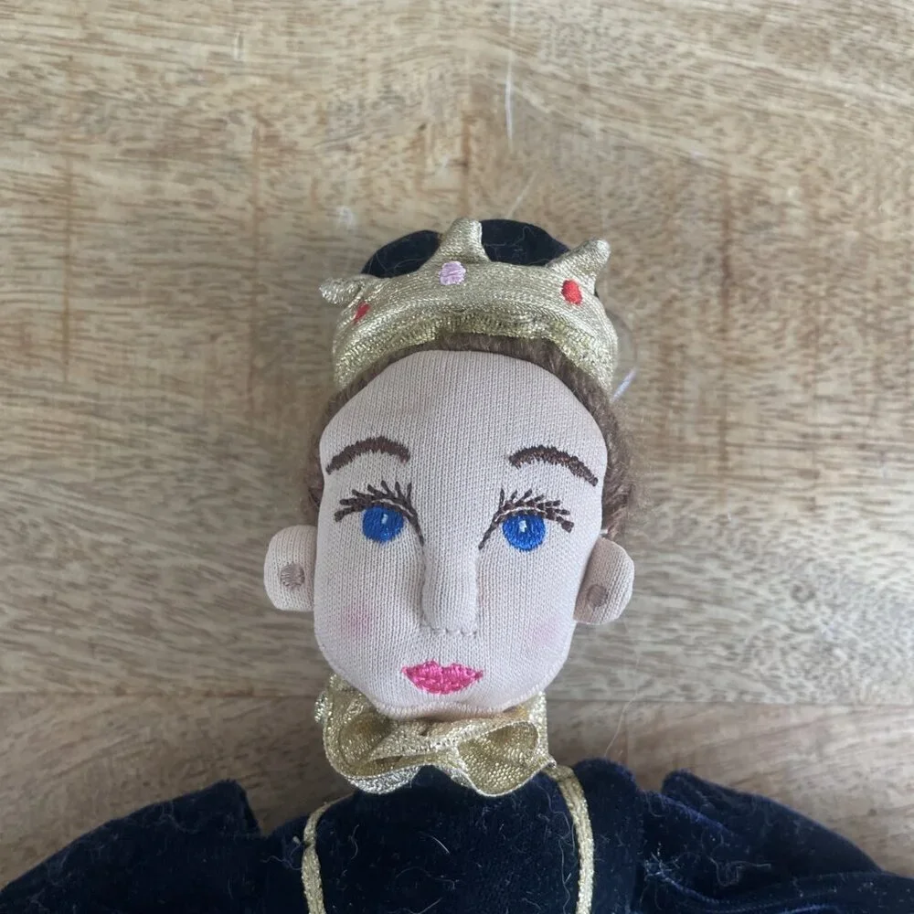 Folkmanis Queen Hand Puppet Retired Plush Royal Family Navy Dress